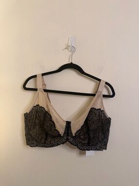 Nude and Black Lace Support Underwire Bra Unlined